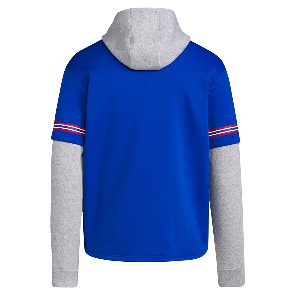 Men's adidas  Royal Kansas Jayhawks Pullover Baseball Jersey Hoodie