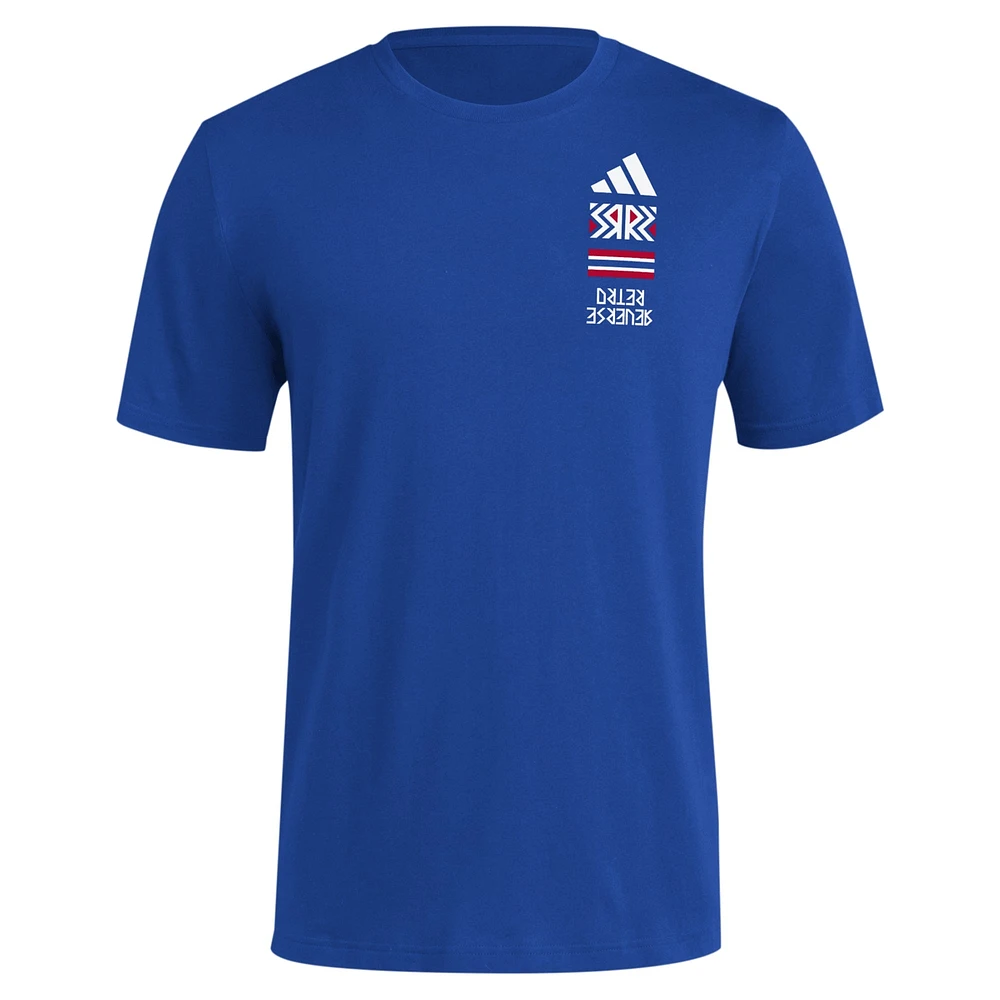 Men's adidas Royal Kansas Jayhawks Reverse Retro Baseball 2 Hit T-Shirt