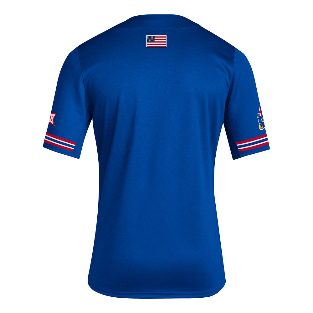 Men's adidas Royal Kansas Jayhawks Reverse Retro Replica Baseball Jersey