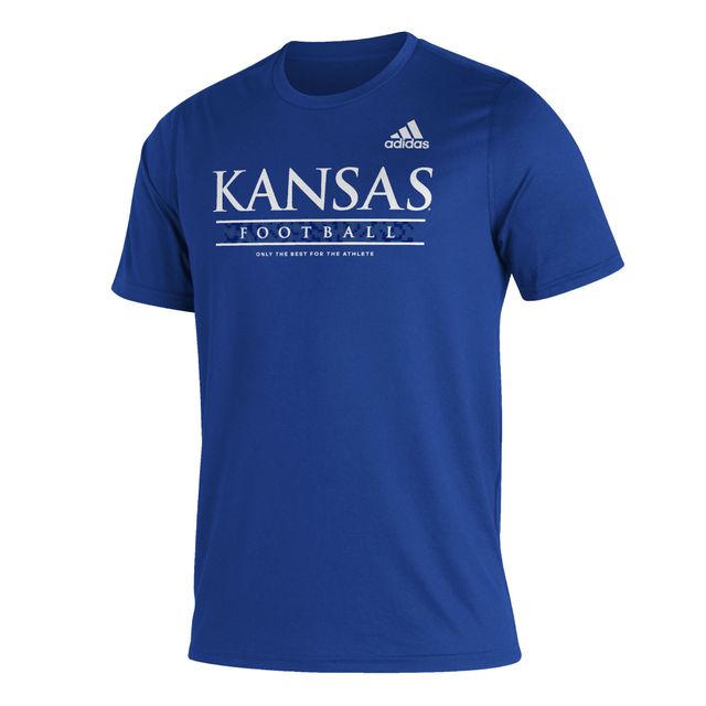 T-shirt adidas Royal Kansas Jayhawks Sideline Football Locker Practice Creator AEROREADY pour homme
