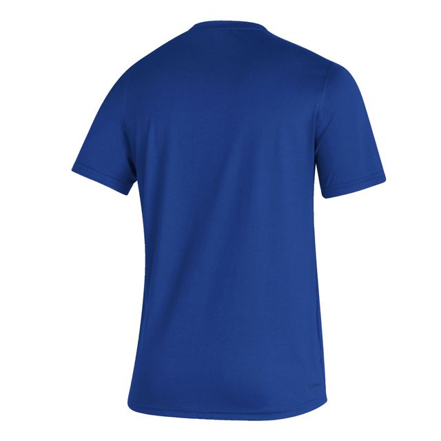 T-shirt adidas Royal Kansas Jayhawks Sideline Football Locker Practice Creator AEROREADY pour homme