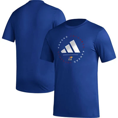 T-shirt d'avant-match adidas Royal Kansas Jayhawks Stripe Up AEROREADY pour homme