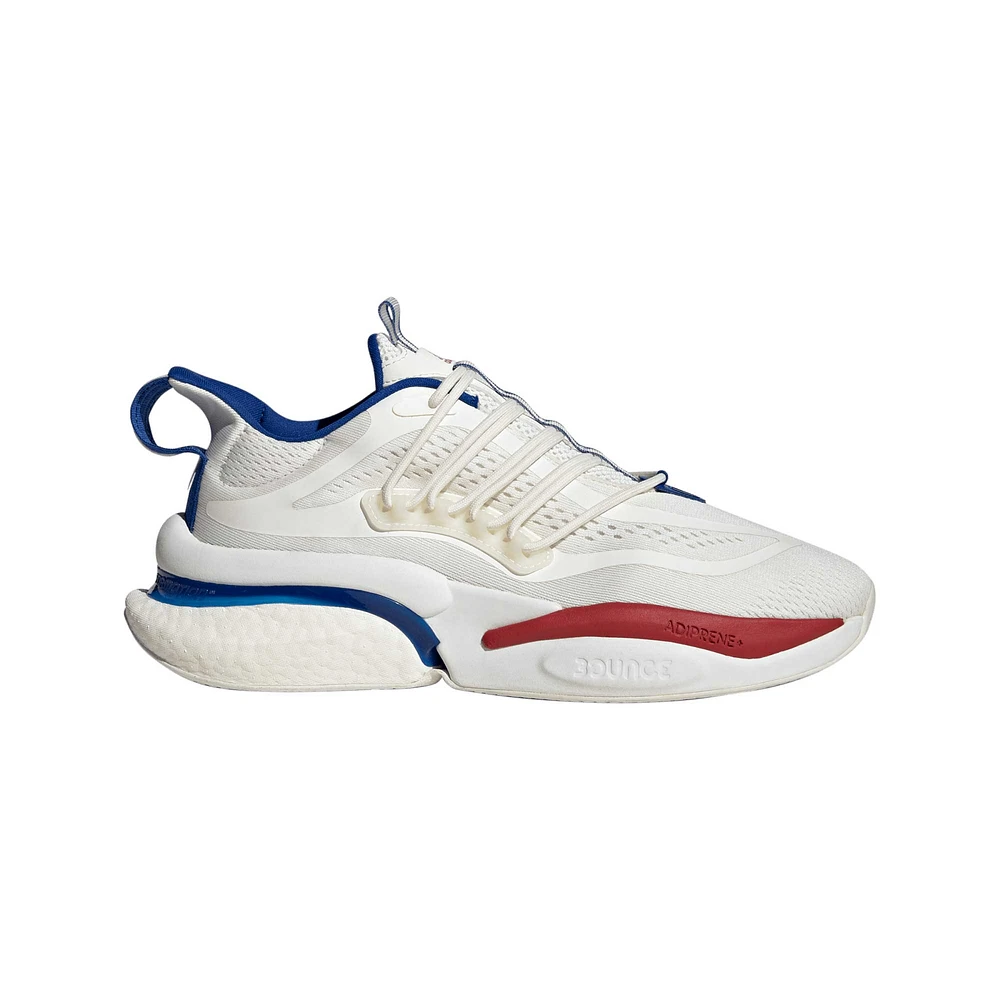 Men's adidas White/Red Kansas Jayhawks Alphaboost V1 Sustainable BOOST Shoes
