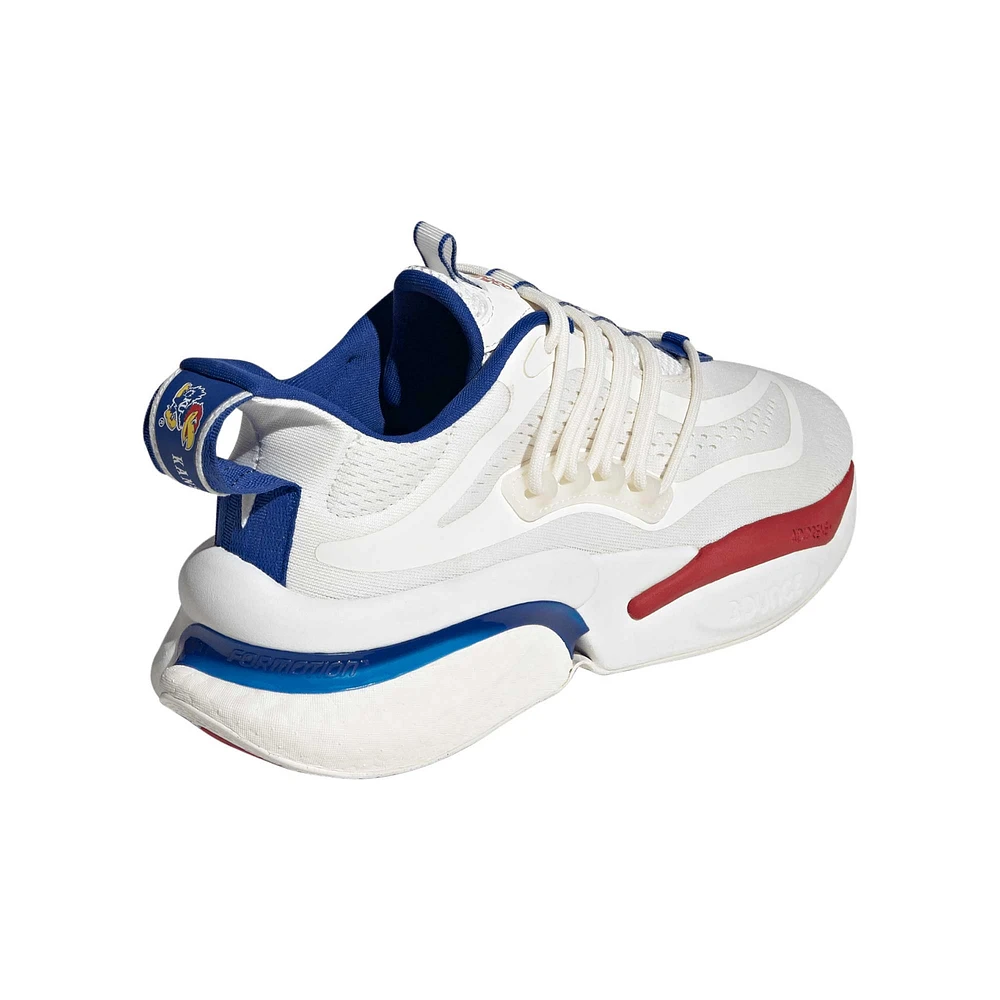 Men's adidas White/Red Kansas Jayhawks Alphaboost V1 Sustainable BOOST Shoes