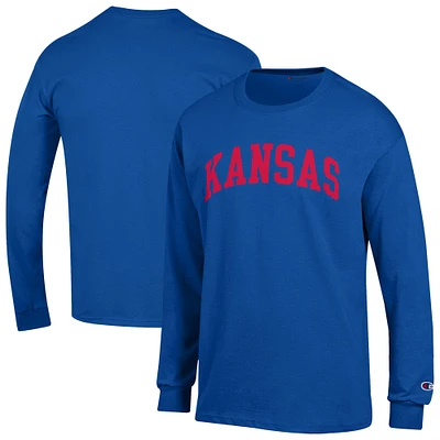 T-shirt à manches longues Champion Royal Kansas Jayhawks Basic Arch pour homme