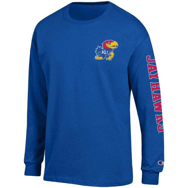 T-shirt à manches longues Champion Royal Kansas Jayhawks Team Stack pour homme