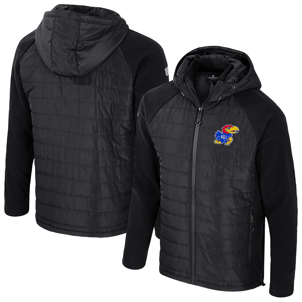 Men's Colosseum Black Kansas Jayhawks Block The Sun Full-Zip Hooded Jacket