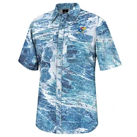 Men's Colosseum  Blue Kansas Jayhawks Realtree Aspect Charter Full-Button Fishing Shirt