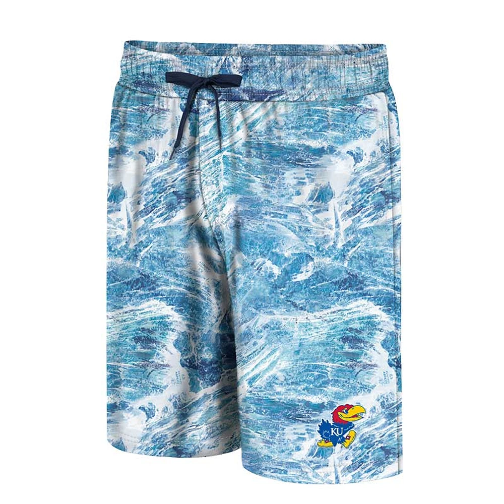 Men's Colosseum Blue Kansas Jayhawks Realtree Aspect Ohana Swim Shorts