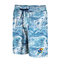 Men's Colosseum Blue Kansas Jayhawks Realtree Aspect Ohana Swim Shorts