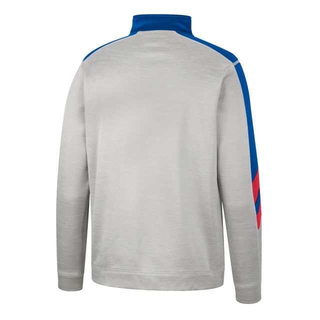Veste pour homme Colosseum Grey/Royal Kansas Jayhawks Bushwood Fleece Quarter-Zip