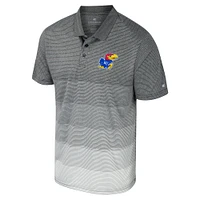 Men's Colosseum Gray Kansas Jayhawks Striped Mesh Polo