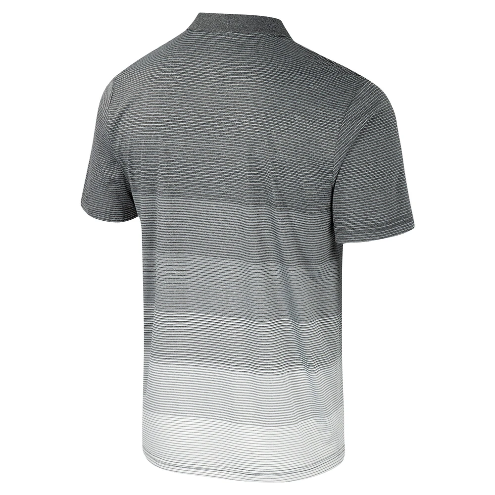 Men's Colosseum Gray Kansas Jayhawks Striped Mesh Polo
