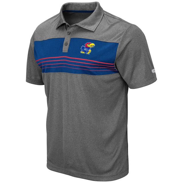 Polo pour homme Colosseum anthracite chiné Kansas Jayhawks Smithers
