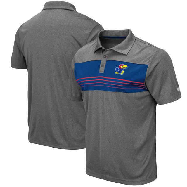 Polo pour homme Colosseum anthracite chiné Kansas Jayhawks Smithers