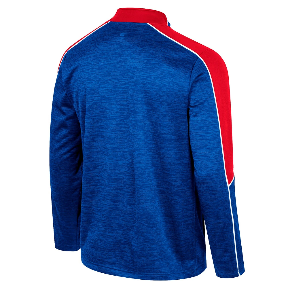 Men's Colosseum Royal Kansas Jayhawks Marled Half-Zip Jacket