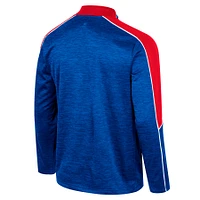 Men's Colosseum Royal Kansas Jayhawks Marled Half-Zip Jacket