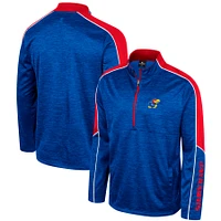 Men's Colosseum Royal Kansas Jayhawks Marled Half-Zip Jacket
