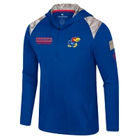 Veste à capuche glissière quart de tour pour homme Colosseum Royal Kansas Jayhawks OHT Military Appreciation
