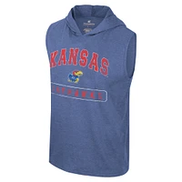 Men's Colosseum Royal Kansas Jayhawks Varsity Sleeveless Hoodie Tank Top