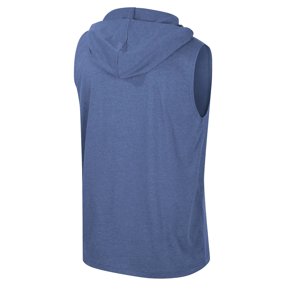 Men's Colosseum Royal Kansas Jayhawks Varsity Sleeveless Hoodie Tank Top