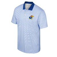 Men's Colosseum White/Royal Kansas Jayhawks Print Stripe Polo