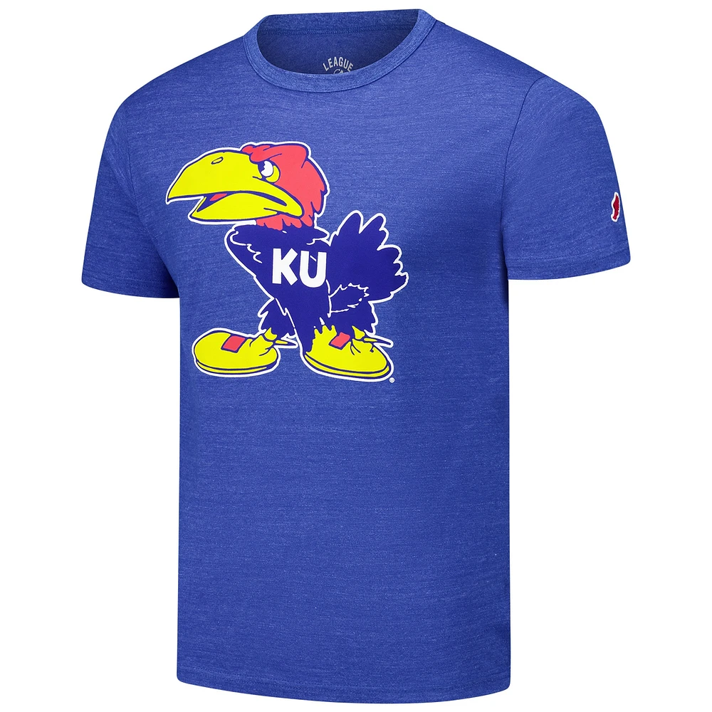 Men's League Collegiate Wear Heather Royal Kansas Jayhawks Victory Falls Tri-Blend T-Shirt