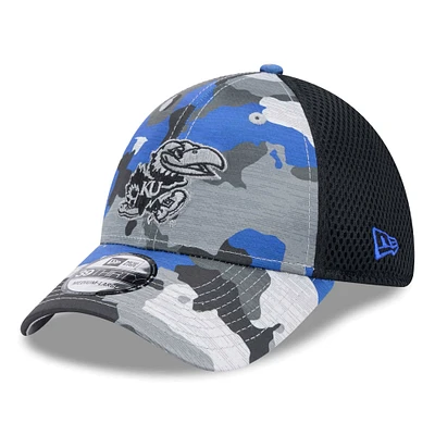 Casquette New Era camouflage/noir Kansas Jayhawks Active 39THIRTY Flex pour hommes