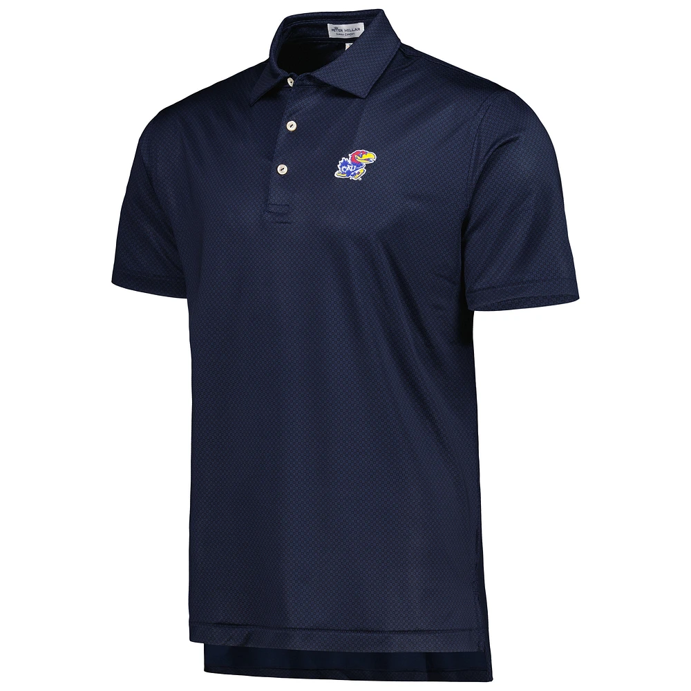 Men's Peter Millar Navy Kansas Jayhawks Dolly Performance Jersey Polo