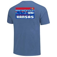 Men's Royal Kansas Jayhawks Striped Campus Skyline T-Shirt