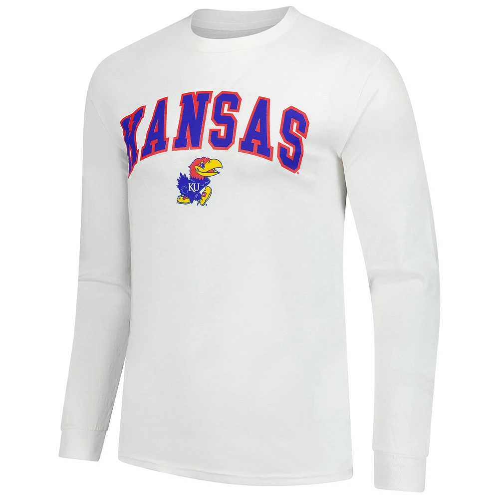 Men's  White Kansas Jayhawks Basic Long Sleeve T-Shirt