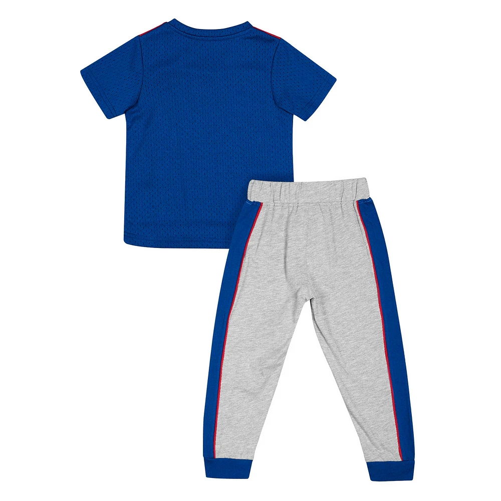 Ensemble maillot et pantalon Ka-Boot-It des Kansas Jayhawks Colosseum Royal/Heather Grey pour tout-petit
