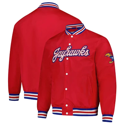 Veste universitaire unisexe à boutons-pression Charlie Hustle Red Kansas Jayhawks