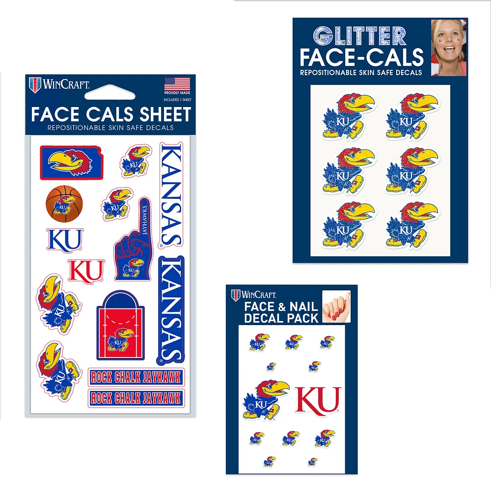 Ensemble de tatouages sans eau WinCraft Kansas Jayhawks 4" x 7"