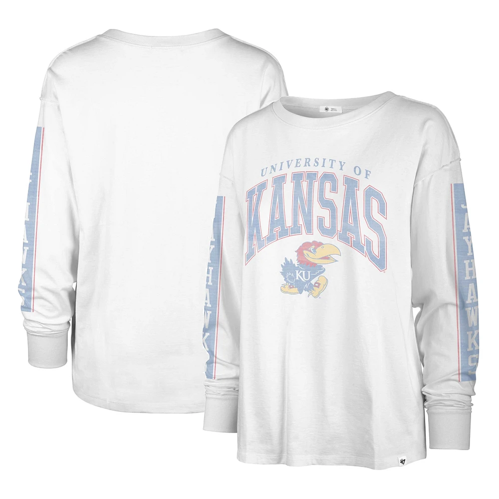 Women's '47 Cream Kansas Jayhawks Statement SOA 3-Hit Long Sleeve T-Shirt