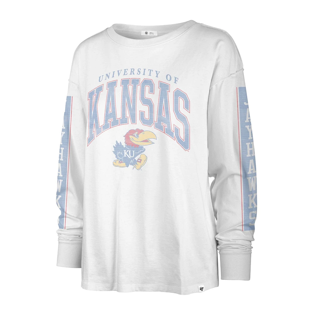 Women's '47 Cream Kansas Jayhawks Statement SOA 3-Hit Long Sleeve T-Shirt