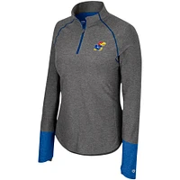 Women's Colosseum  Black Kansas Jayhawks Morningside Sleeve Hit Raglan Quarter-Zip Top