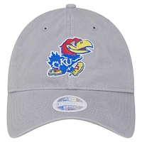 Women's New Era  Gray Kansas Jayhawks Logo 9TWENTY Adjustable Hat