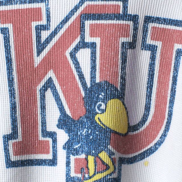 T-shirt thermique à manches longues contrasté Boyfriend des Kansas Jayhawks de marque originale rétro pour femmes