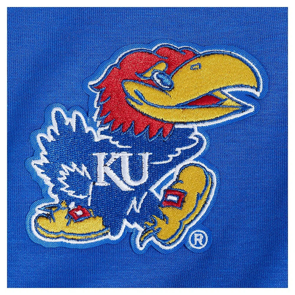 Women's Pro Standard Royal Kansas Jayhawks Sequin Boxy Cropped Pullover Sweatshirt