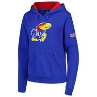 Women's Stadium Athletic Royal Kansas Jayhawks Big Logo Pullover Hoodie