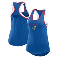 Women's WEAR by Erin Andrews Royal Kansas Jayhawks Open Hole Razorback Tank Top