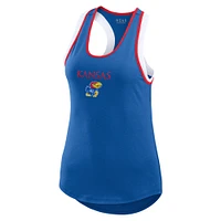Women's WEAR by Erin Andrews Royal Kansas Jayhawks Open Hole Razorback Tank Top