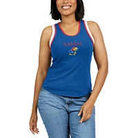 Women's WEAR by Erin Andrews Royal Kansas Jayhawks Open Hole Razorback Tank Top