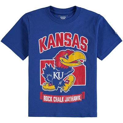 Champion de la jeunesse Royal Kansas Jayhawks Strong Mascot T-shirt