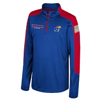 Youth Colosseum  Royal Kansas Jayhawks OHT Military Appreciation Cyclone Quarter-Zip Windshirt