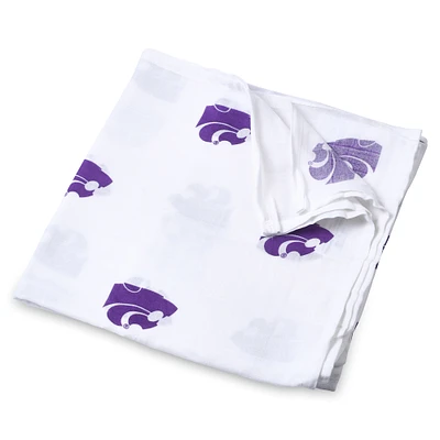 Couverture d'emmaillotage en mousseline pour bébé Three Little Anchors, Kansas State Wildcats, 47'' x 47'', blanche