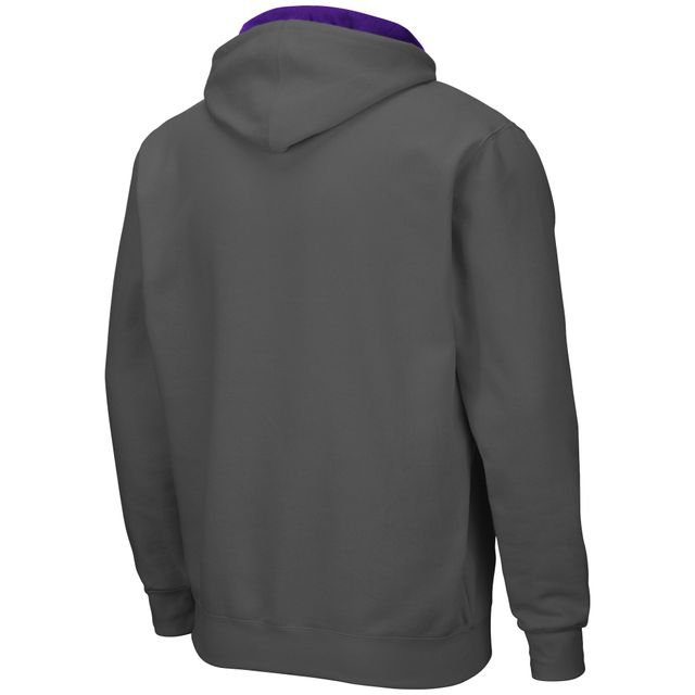 Colosseum Charcoal Kansas State Wildcats Arch & Logo 3.0 Full-Zip Hoodie pour homme