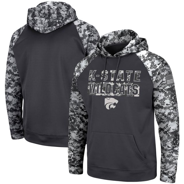 Sweat à capuche Colosseum Charcoal Kansas State Wildcats OHT Military Appreciation Digital Camo pour homme