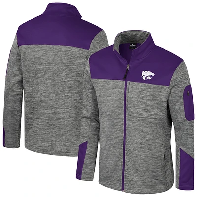 Veste zippée intégrale pour homme Colosseum gris/violet Kansas State Wildcats